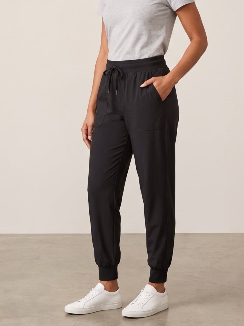 NWOT Black Drawstring Elastic Waistband Jogger Lounge Pants Athleisure | Medium